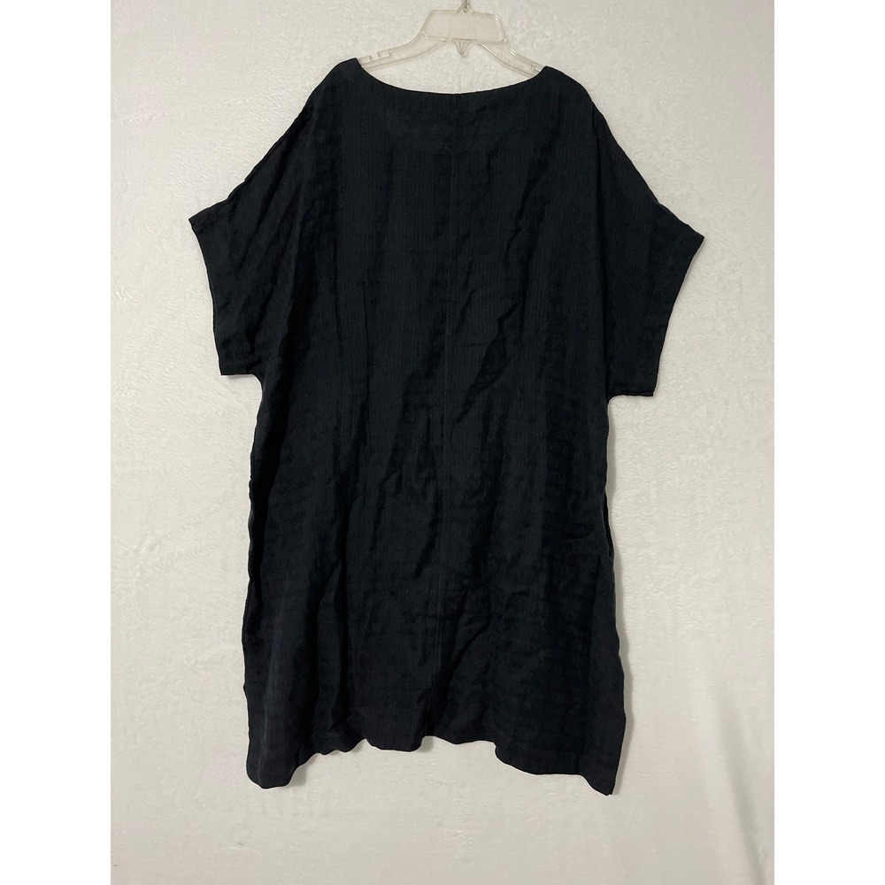 Soft Surroundings Black Linen Cotton Shift Dress 2X Short Sleeve Lagenlook Boho - Picture 5 of 7